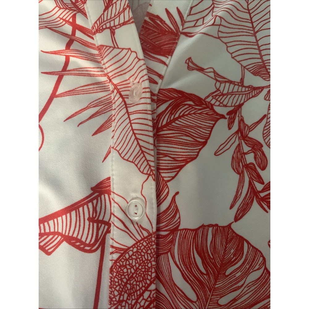 Rachel Rachel Roy Blouse Plus Size 2X Red White Tropical Leaf Print Ruffle Top - Picture 5 of 11